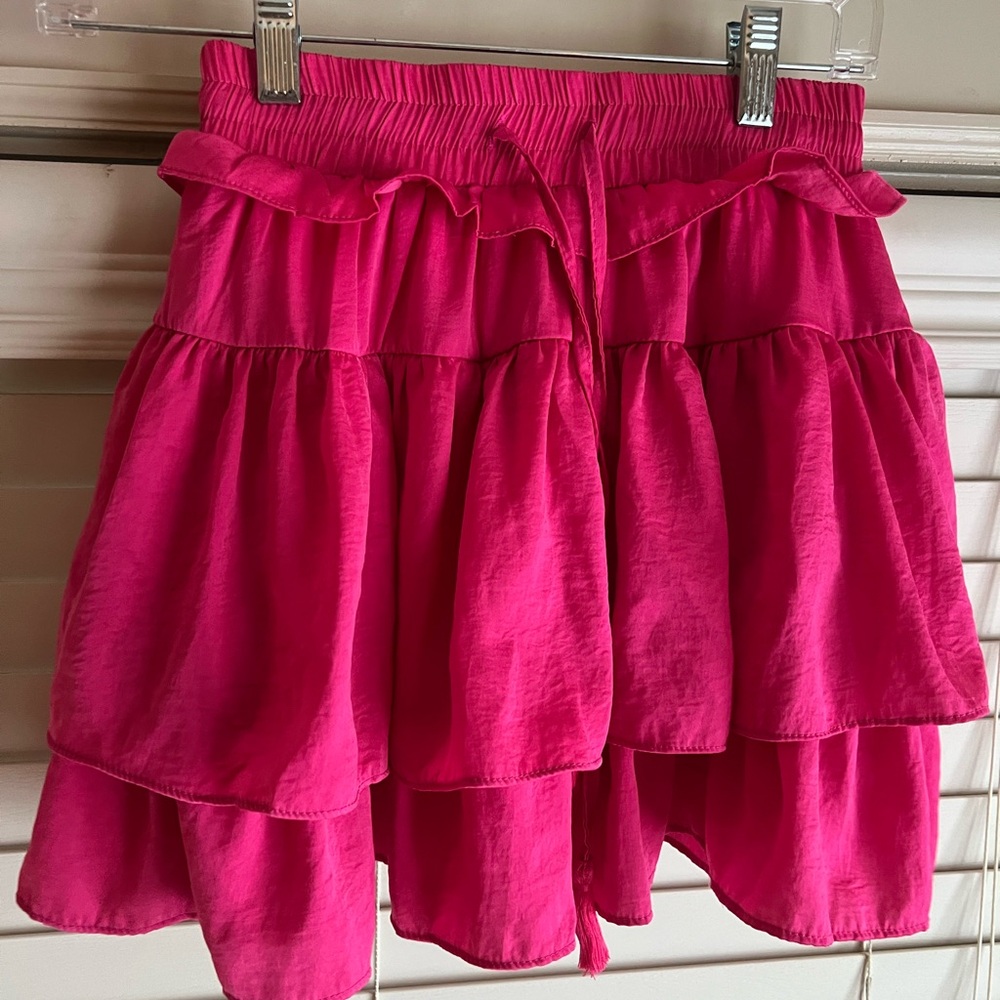 Tiered Ruffle Skort in Vibrant Pink